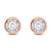 0.14ct 14k Rose Gold Diamond Round Stud Earring